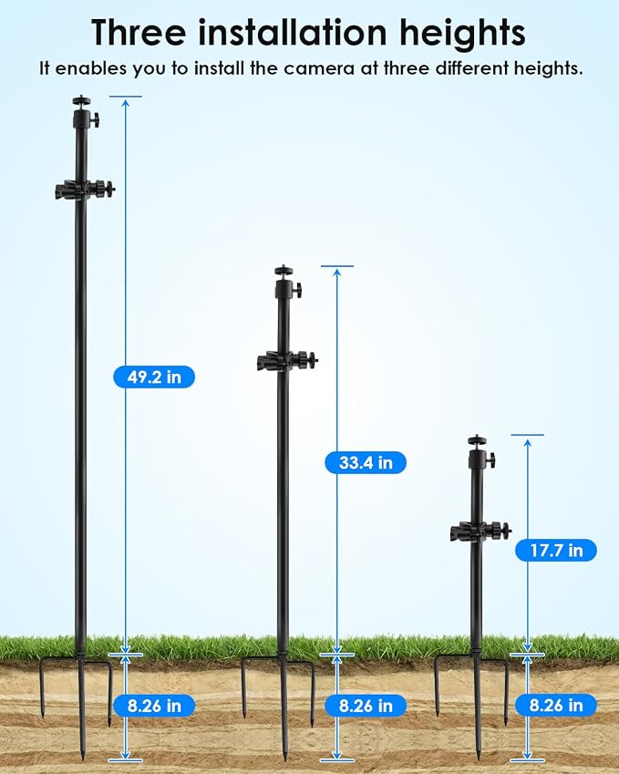 Ground Stake Mount Stand with Solar Panel Mount for Ring, Blink, Arlo, Eufy, Wyze, Google Nest, Simplisafe, Universal Cameras and Solar Panels Ground Stake Bracket