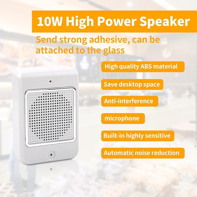 Window Speaker Intercom System,Wired Dual-Way Window Counter Intercom, High Power Speaker for Store,Business,Catering.