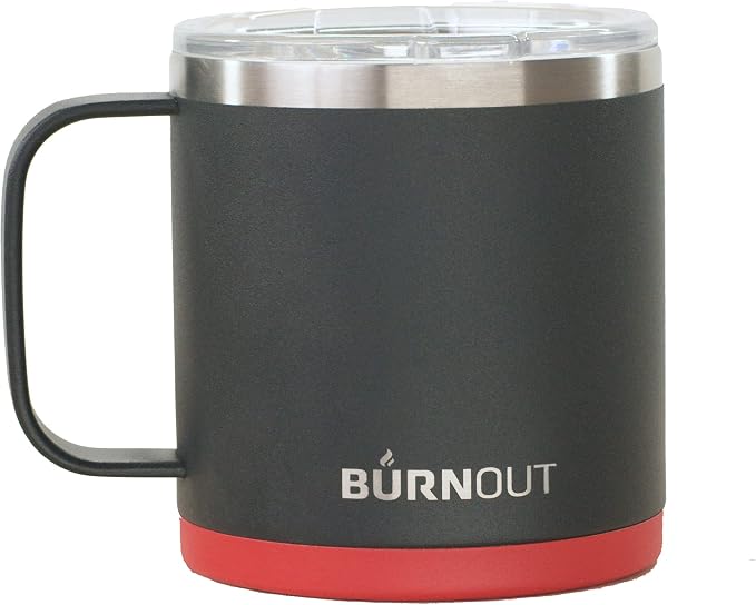BURNOUT 2.0 Instant Drinkability Temperature Control Mug (14 oz Black with Red)