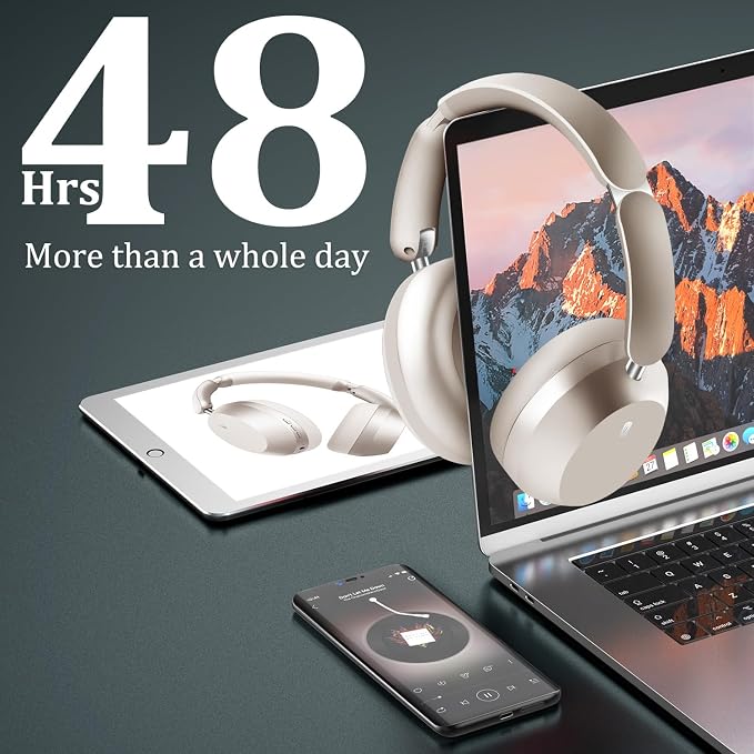 Wentronic Y04 Wireless Bluetooth Over-Ear Headphones – Immerse in Every Beat with Active Noise Cancelling & Hi-Res Sound, 48H Playtime, Soft Ear Cushion for All-Day Comfort, Starlight