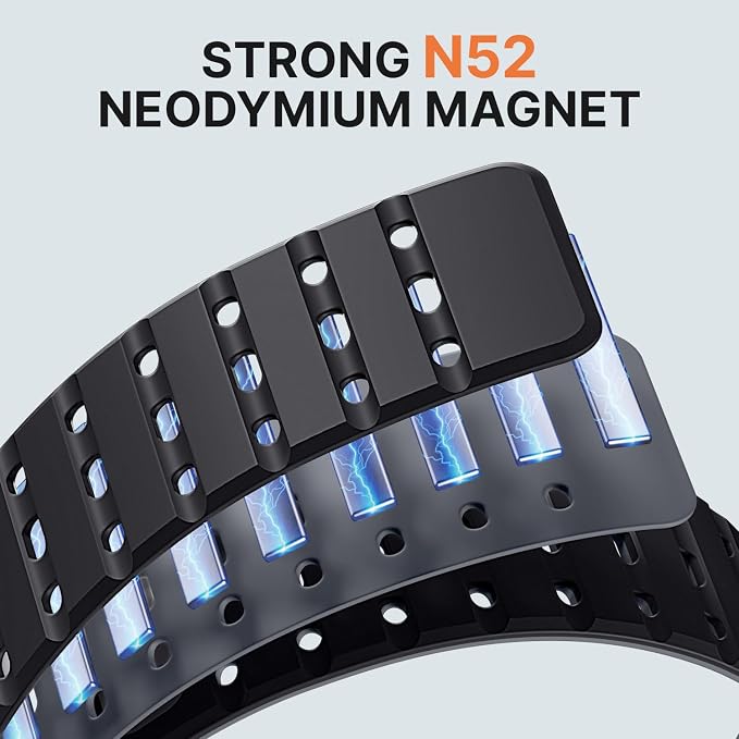 Bandletic Magnetic Silicone Band Compatible with Samsung Galaxy Watch 8 40mm 44mm / Watch 8 Classic 46mm 2025, No Gap Soft Breathable Replacement Strap for Men Women, Black/Gray