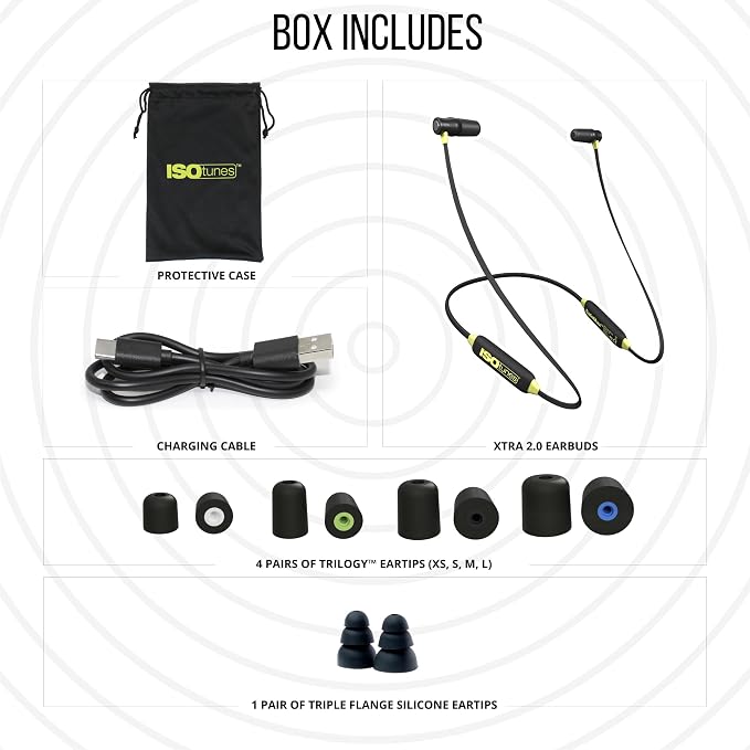 ISOtunes Xtra 2.0 Earplug Earbuds: OSHA Compliant Bluetooth Hearing Protection, 27 dB NRR Sound Isolation, 85 dB Volume Limit, Up to 11 Hour Battery Life, Noise Cancelling Mic