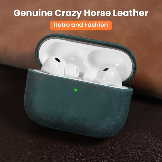 for AirPods Pro 3 Case, Handcrafted Vintage Genuine Leather Shockproof Cover Accessories with Lanyard Compatible with Apple AirPods Pro 3rd Generation 2025