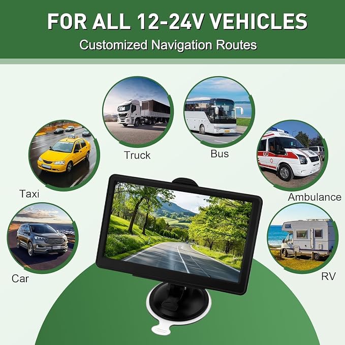 GPS Navigator for Car Truck RV - Navigation System, 2025 America/Canada/MX Maps Free Lifetime Update, Voice Guidance, Speed and Red Light Warning, 7 Inch Touchscreen Vehicle GPS para carros Trucker