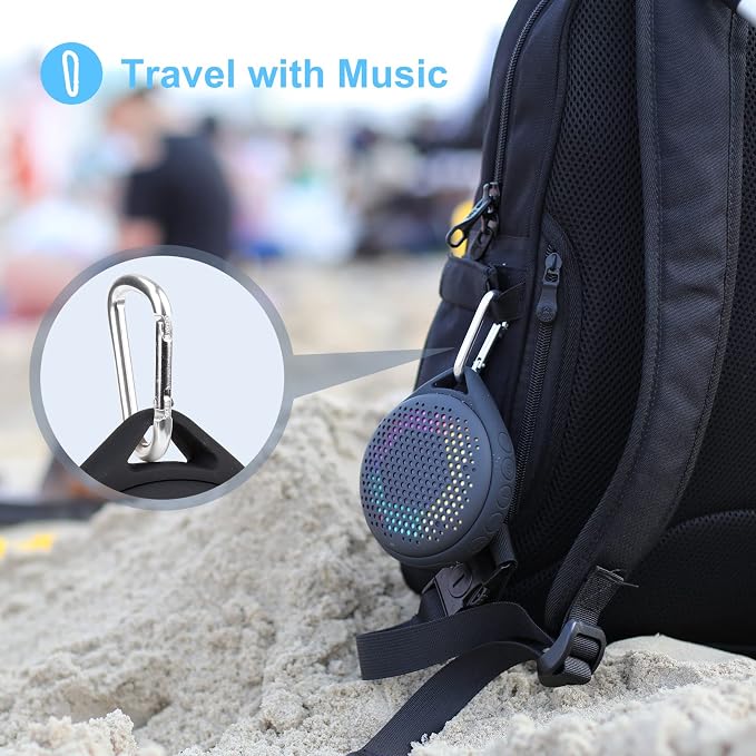 Bluetooth Shower Speaker, IP67 Waterproof with RGB Light, Portable with Hi-Fi Sound and Built-in Mic, Supports TF Card, Wireless for Home, Outdoor, Travel