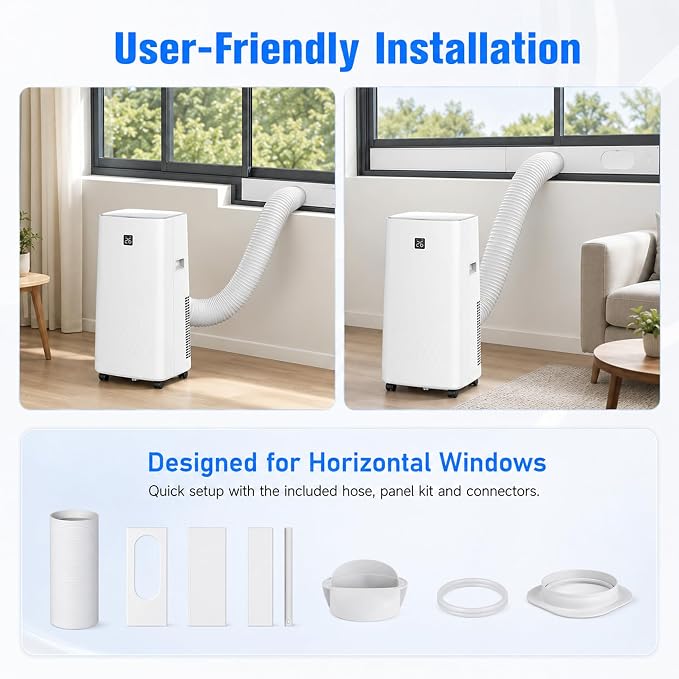 14000 BTU Portable Air Conditioners, 4-in-1 Cooling, Dehumidifier, Fan and Sleep - Quiet Operation, Remote, 24H Timer & Window Kit - Cools Rooms up to 750 Sq.Ft - Perfect for Bedroom