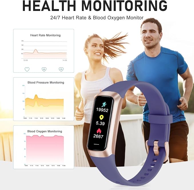 Fitness Tracker with 24/7 Heart Rate, Health Tracker with Calories Sleep Monitor, 1.10''AMOLED Touch Color Screen, Step Counter Activity Pedometer Smart Watch for Women Men