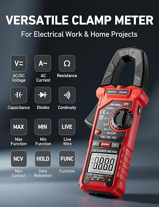 AstroAI Electrical Test Kit ETK3, 2000 Counts Digital Clamp Meter & Non-Contact Voltage Tester Pen & GFCI Outlet Tester, for Home & Professional Use