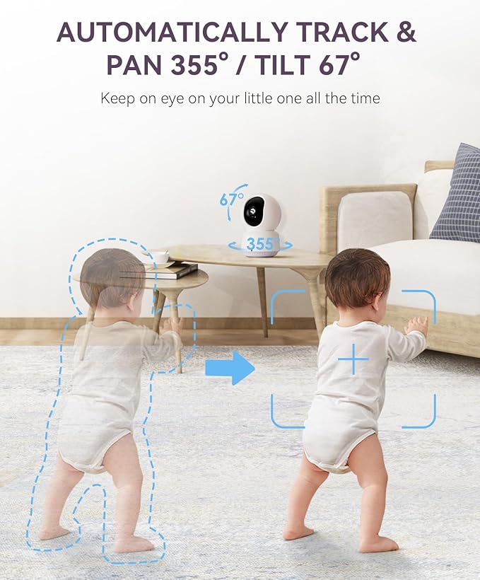 Comfyer Hybrid Video No WiFi & Smart WiFi Baby Monitor - 5" 1080P Split Screen & 2K Camera App Control, Motion Alerts, Sound Detection, HD Night Vision, 5050mAh Battery,Triple Security, 1600ft Range