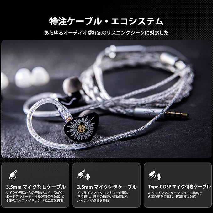 Linsoul Kiwi Ears x B_Media: Chorus in Ear Monitor,DLC Diaphragm Dynamic Driver Wired Earbuds CNC Metal Faceplate IEM,with Dual Silver-Plated Cable,Earphones for Audiophile (1, Black, Type C Mic)