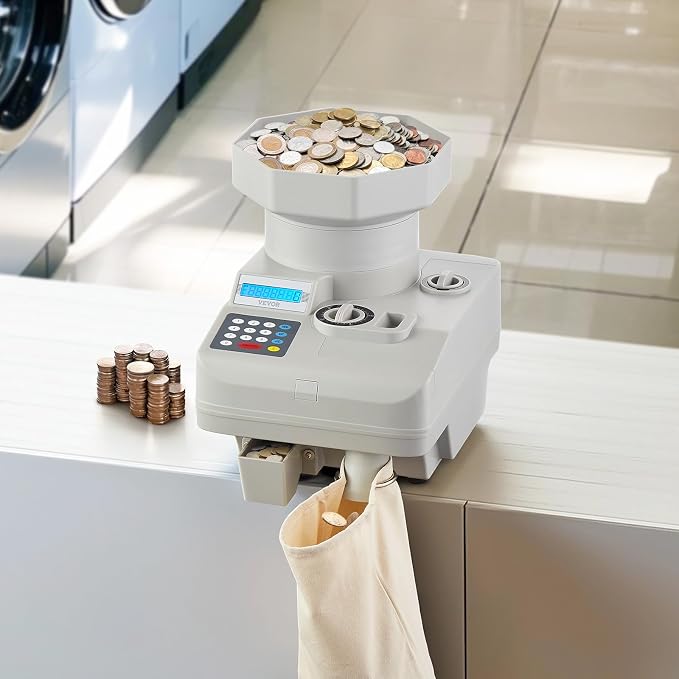 VEVOR High Speed Coin Counter, Professional Coin Sorter with Anti-Jam Tech, 1300 Coins/Min Counting Speed, 11000 Coins Hopper Capacity, Suitable for International Coins and Tokens