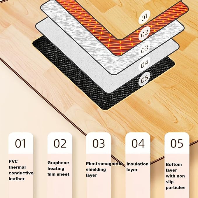 Heated Floor Mat Foot Warmer Under Desk, Electric Heating Pad Floor Heater, Heated Feet Rest Foot Warmer Indoor Space Heated Rug with Timers & Adjustable Temperature(80x150cm)