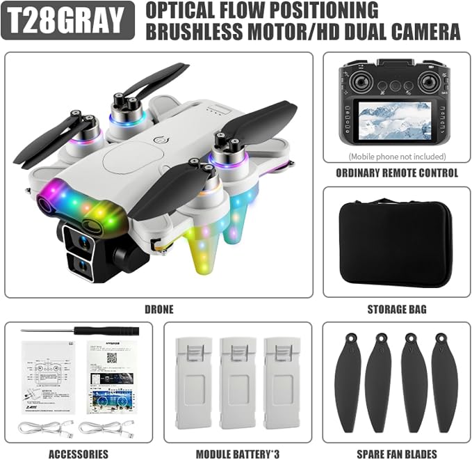 Drones for kids 8-12 with camera – Drone with camera for kids & Beginners, Mini kids drone with Fancy LED Lights, 4.3" Built-In FPV Screen, Dual Batteries, Indoor & Outdoor Toy Gift