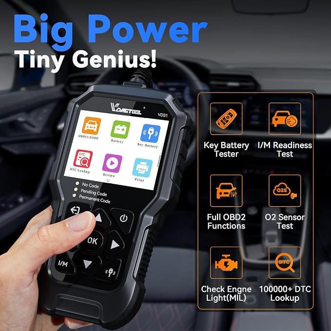 VDIAGTOOL V200 Pro Automotive Power Circuit Probe Tester Circuit Breaker Finder Tool Circuit Short Finder with VD31 Car Code Reader, OBD2 Scanner with Car Key Battery Tester