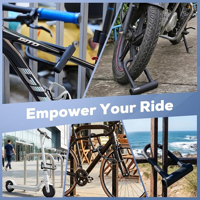 Corki Bike Lock Heavy Duty Anti Theft with 5ft Cable Bicycle U Lock | 17mm Shackle, Hardened Steel, Soft Silicone Outside, Keys and Mounting Bracket Included, For Ebike Scooter Motorcycles