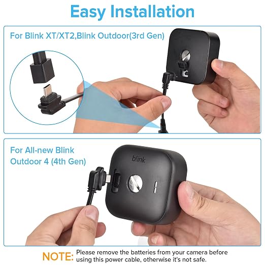 3Pack 25ft/7.5m Power Adapter for Blink Outdoor 4 (4th Gen)&(3rd Gen)&Blink XT2/XT, Weatherproof Flat Extension Cable with Extra Type C to Micro USB Adapter Continuously Charging Blink Outdoor Camera