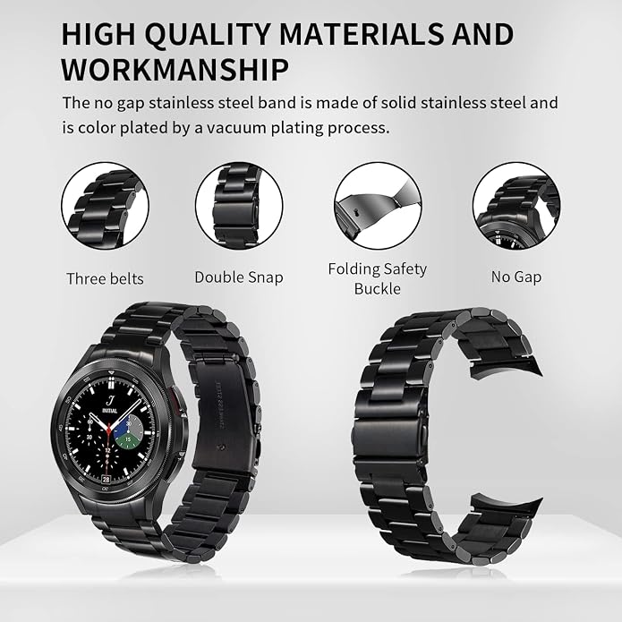 GOLDTOLUCK No Gap Stainless Steel Band Compatible with Samsung Galaxy Watch 8 7 6 5 4 Classic FE Pro Ultra 40mm 44mm 46mm 43mm 47mm 45mm 42mm Replacement Men Women Milanese Metal Elegant Casual