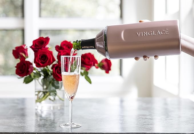 Vinglacé Wine Bottle Chiller- Portable Champagne Insulator- Stainless Steel Wine Cooler Sleeve - Keeps Wine Cold (Rose Gold)