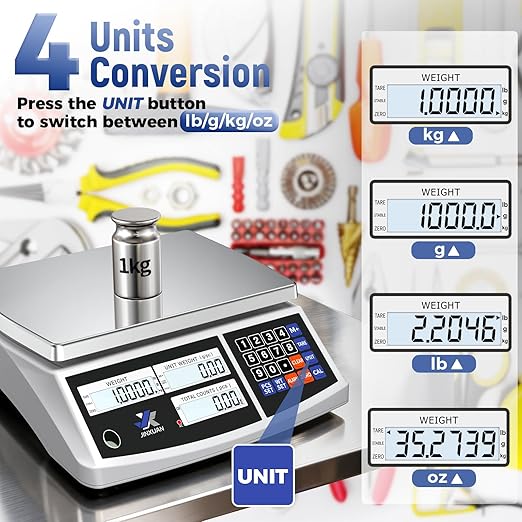 Industrial Price Counting Scale, 22lb/10kg x 0.1g Digital Bench Scale Inventory Scale for Small Parts Coin Scale, lb/g/kg/oz Units Electronic Gram Scale with LCD Backlit Display Large Platform