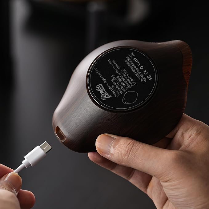 BINCOO Walnut Coffee Bean Scale Dosing Cup with LED Espresso Scale Coffee- Rechargeable 0.1，Small Coffee Spray Bottle， Precision &Tea Scale & Perfect Coffee Lover Gift（walnut wood）