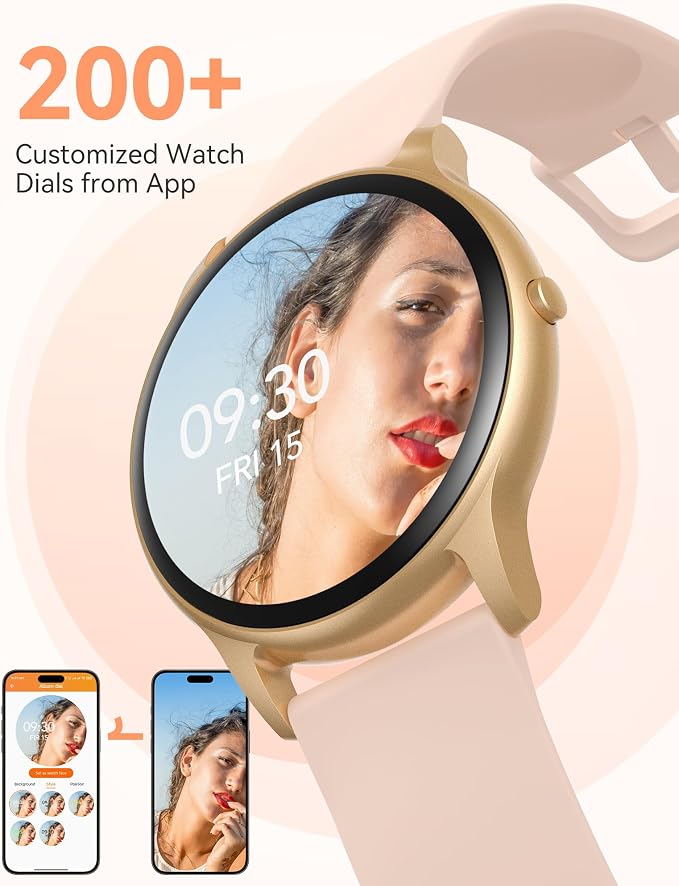 AGPTEK Smart Watch for Women, 5ATM Waterproof Smartwatch for Android and iOS Phones, Fitness Tracker Watch with 100+ Sports Modes, Heart Rate Monitor Pedometer Sleep Monitor, Pink | for Android and iOS Phones, Fitness Tracker Watch with Heart Rate Moni...
