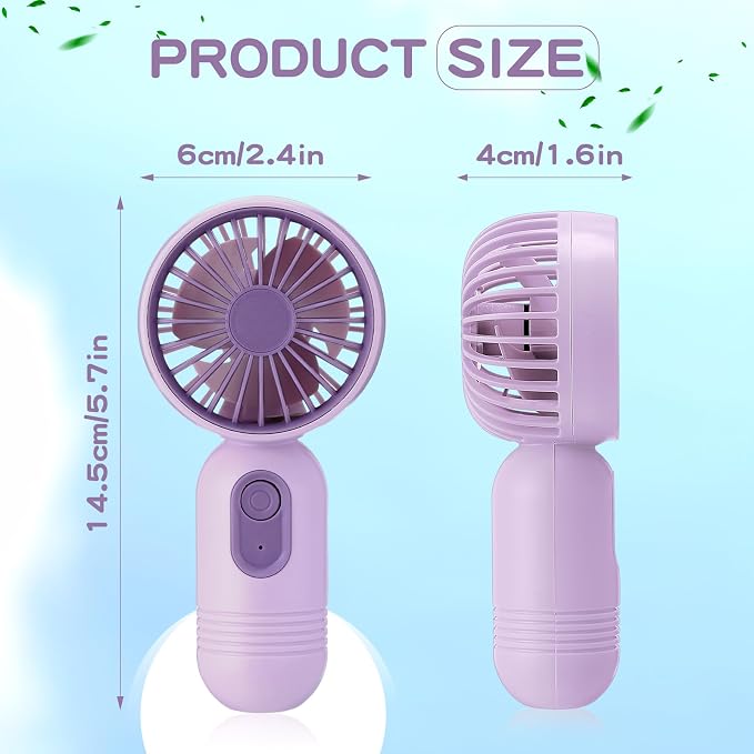 Rossesay 6 Pcs Mini Portable Fan Bulk Cute Handheld Lightweight Small Little Personal Hand Eyelash Fan 3 Speeds USB Rechargeable for Women Men Indoor Outdoor Makeup Travel (Purple)