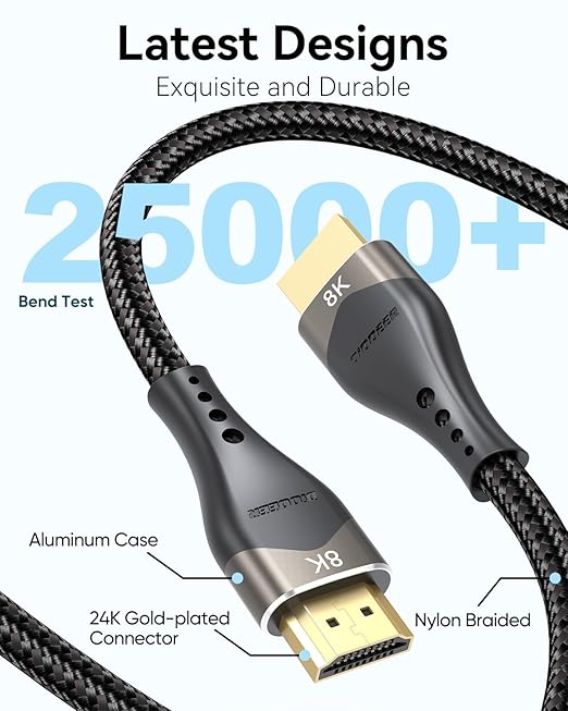 10K 8K HDMI Cable 3FT 10-Pack, 48Gbps Ultra High Speed HDMI 2.1 Cable 8K@60Hz, 4K@120Hz Nylon Braided HDMI Cord, eARC, HDR10, HDCP 2.2&2.3 for PS5, Monitor, HDTV, Laptop, PC, Blu-ray