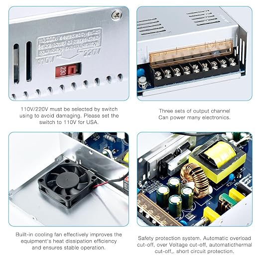 Hosyond 12V 50A 600W Universal Power Supply AC 110V/220V to DC 12V Regulated Switching Power Adapter Transformer LED Driver for LED Strip, CCTV Camera System