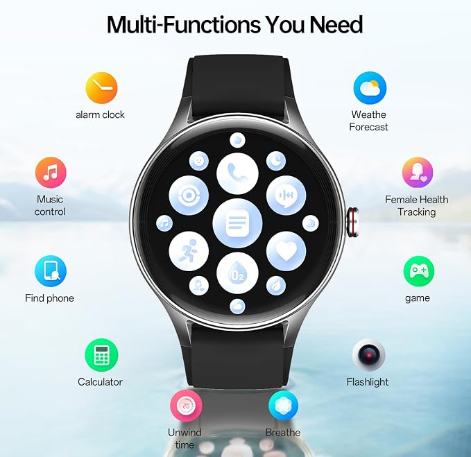 Woneligo Smart Watches for Men Women,1.57inch AMOLED Touchscreen Fitness Watch for iPhone & Android,Heart Rate/Sp02/Sleep Monitor,110+ Sport Modes IP68 Waterproof Bluetooth Calls,2 Bands (Black, 1.57)