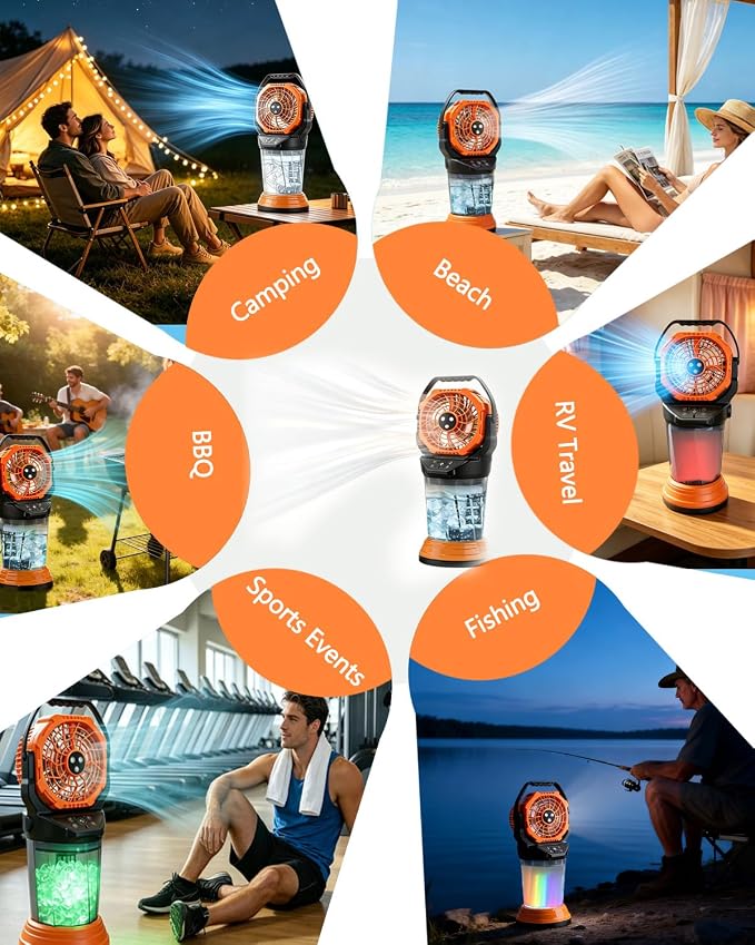 Portable Misting Fan for Outside, Rechargeable Mist Fan with 30000mAh Battery & Remote, 120° Auto Oscillating, 2L Water Tank, 4 Speeds & 3 Timers Spray Fan for Camping Patio Backyard
