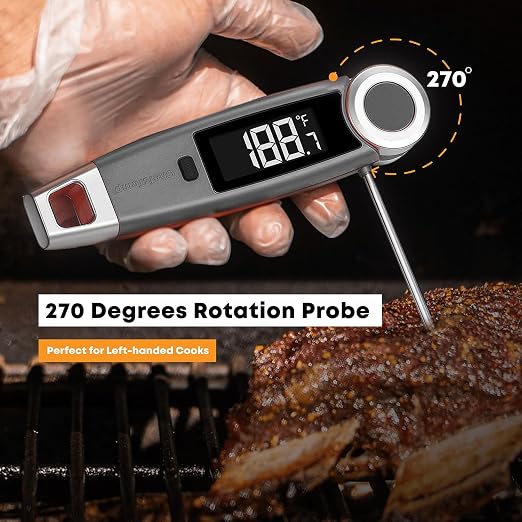Finaltouch X10 Instant Read Digital Meat Thermometer NSF Certified Waterproof Professional for Cooking Grilling BBQ Baking Candy Oil with Rotating Probe and Backlit Display (Tangerine Tart)