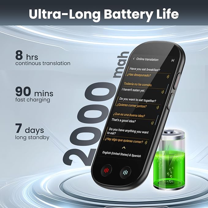 Language Translator Device No WiFi Needed, AI Translator with ChatGPT, Two Way Real Time Voice Translator Device with 150+ Languages, Recording/Offline/Photo Translation for Travel Business Learning