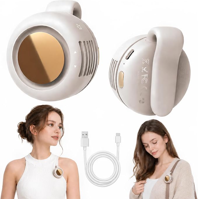 2-Pack Mini Clip On Fan Portable, 3.2oz Ultra-Lightweight, 3 Speed USB-C Mini Portable Fan, Bladeless Silent Small Clip on Fan for Shirt & Waist, Whirlwind Clip Fan for Travel, Outdoor & Office