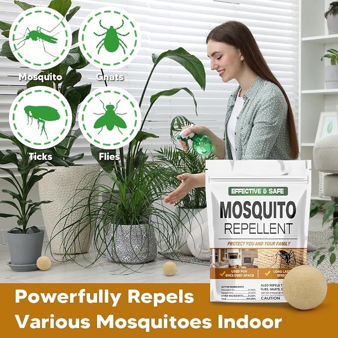 AUDQQM Mosquito Repellent Outdoor Patio, Mosquitoes Deterrent for Yard, Mosquito Repellent Ball, Indoor Mosquito Control, Keep Mosquito Away, Repellant Mosquito for Room-12P