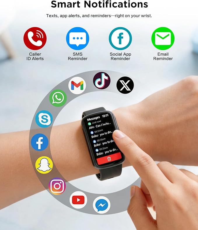 SOUYIE Smart Watch Fitness Trackers for Men Women, 1.47″ HD Curved Screen, 24/7 Heart Rate/SpO2/ Blood Pressure Monitor, Sleep Tracker, 110+ Sports Modes, Waterproof Activity Tracker for Android iOS