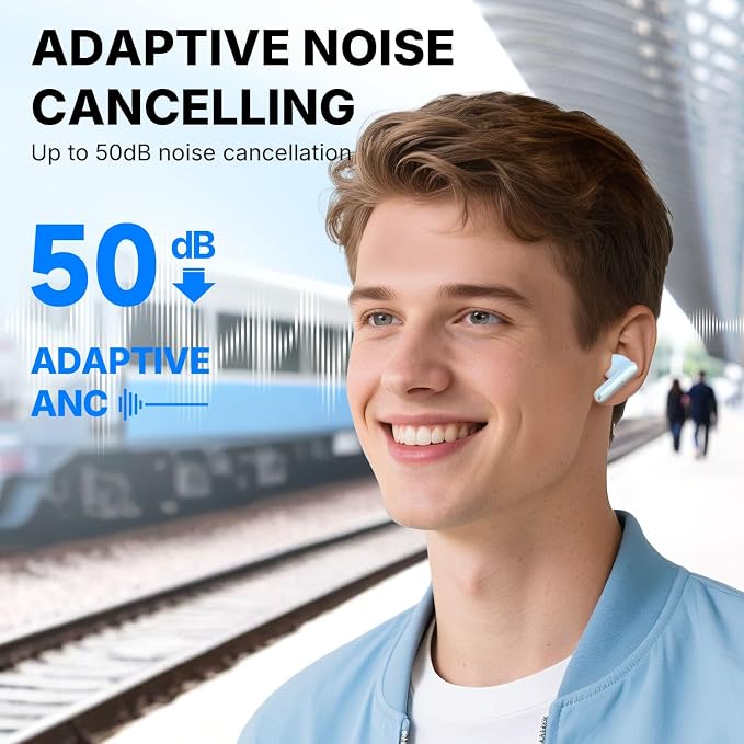 EarFun Air Pro 4i Noise Cancelling Wireless Earbuds, Hi-Res Sound with LDAC, 6 Mics AI ENC Clear Call, 40H Playtime, Multipoint Connection, Surround Sound, Bluetooth 5.4, Wireless Charging, White