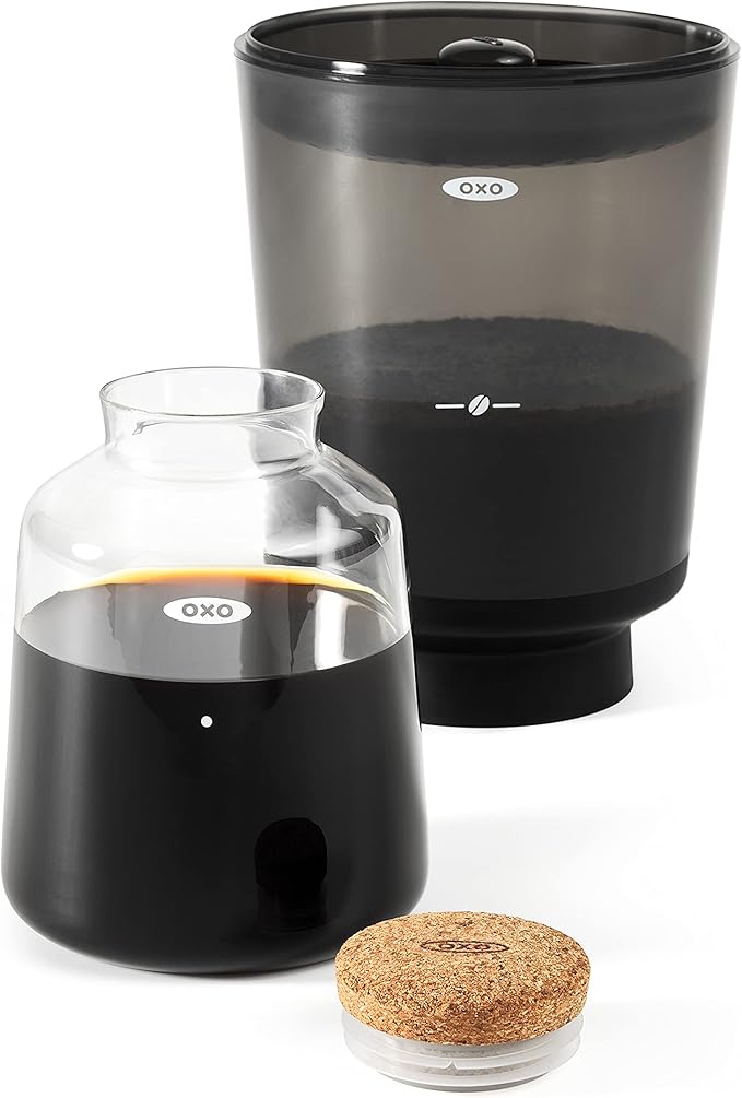 OXO Brew Compact Cold Brew Coffee Maker & Brew Single Serve Pour-Over Coffee Maker, 12 ounces, White