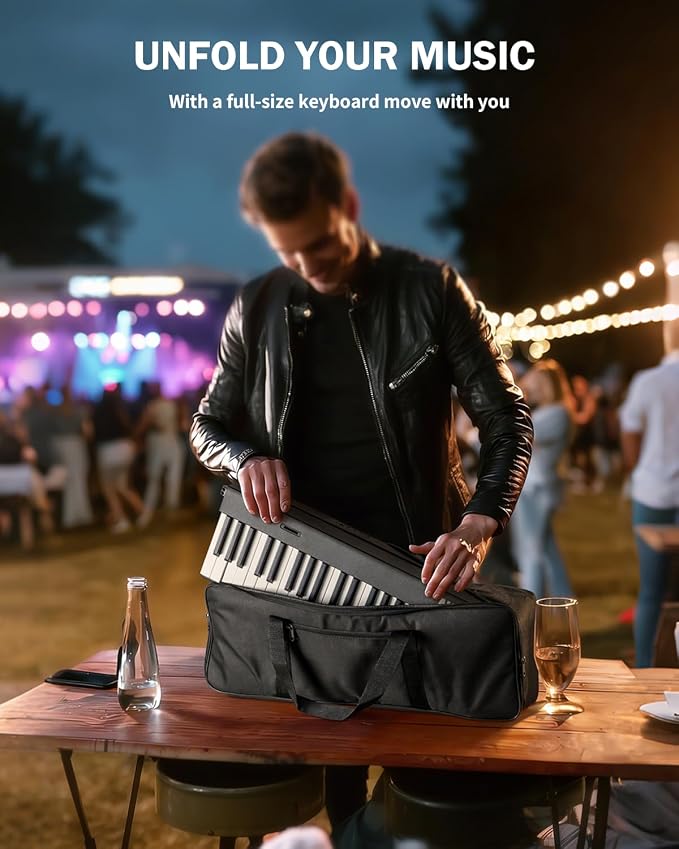 AiJoy 88-Key Portable Piano Keyboard with Semi-Weighted Keys Folding Piano, Built-in Speakers/MIDI, Long Battery Life Electric Keyboard Piano for Beginners