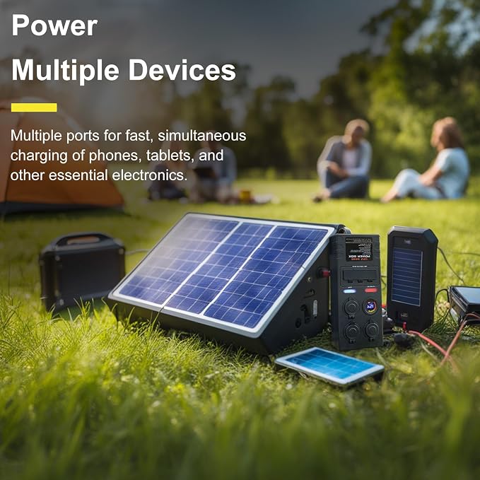 Mini Power Distribution Box 12V DC Battery Socket Max. 50A Current with 2 x Anderson, 6 x USB & 3 x Cig Sockets, Mini Battery Box for Outdoors RV Camping Fishing Emergency
