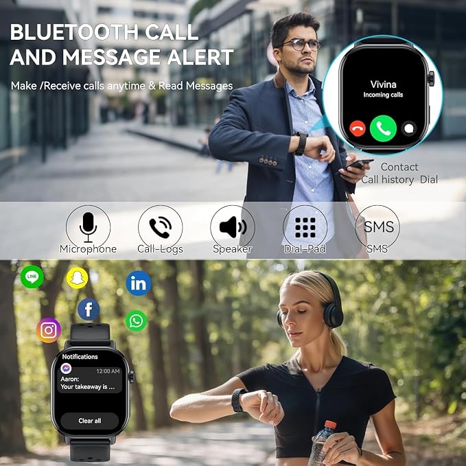 Smart Watch for Men Women (Answer/Make Calls), 2026 New Fitness Tracker Built-in GPS, 2.06"HD Fitness Watch with 110+ Sports Modes, Heart Rate/Sleep Monitor, 5ATM Waterproof for Outdoor Android iOS