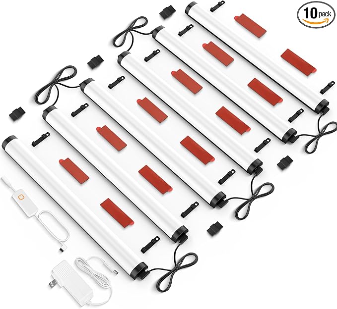Under Cabinet Led Light Plug in, 6 PCS 12” Under Cabinet Lighting, 5 Color Temprature Bright Led, App Control and Dimmable 1340 Lm, Under Counter Lights for Kitchen,Cabinet, Counter,Workbench, Desk