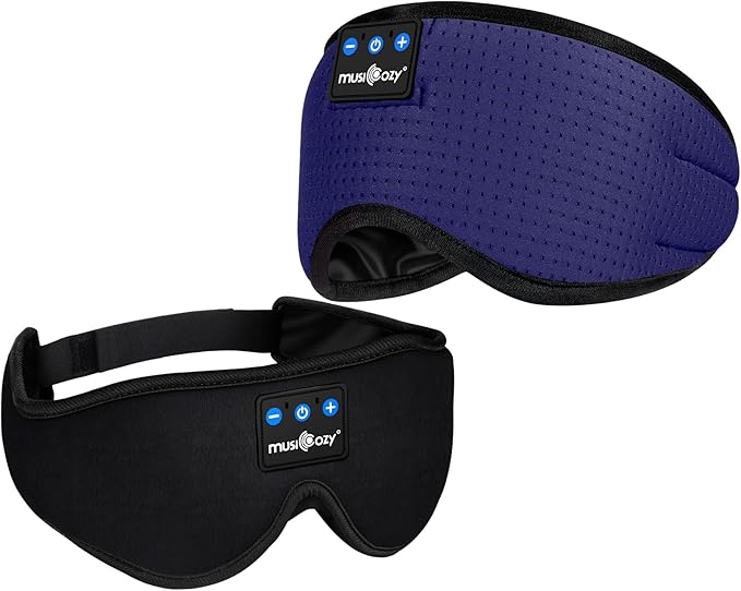 MUSICOZY Sleep Headphones Breathable Bluetooth 5.4 Headband 3D Sleeping Headphones, Wireless Eye Mask Sleep Earbuds for Side Sleeper Women Office Air Travel Cool Tech Gadgets Unique Gifts of 2 Packs