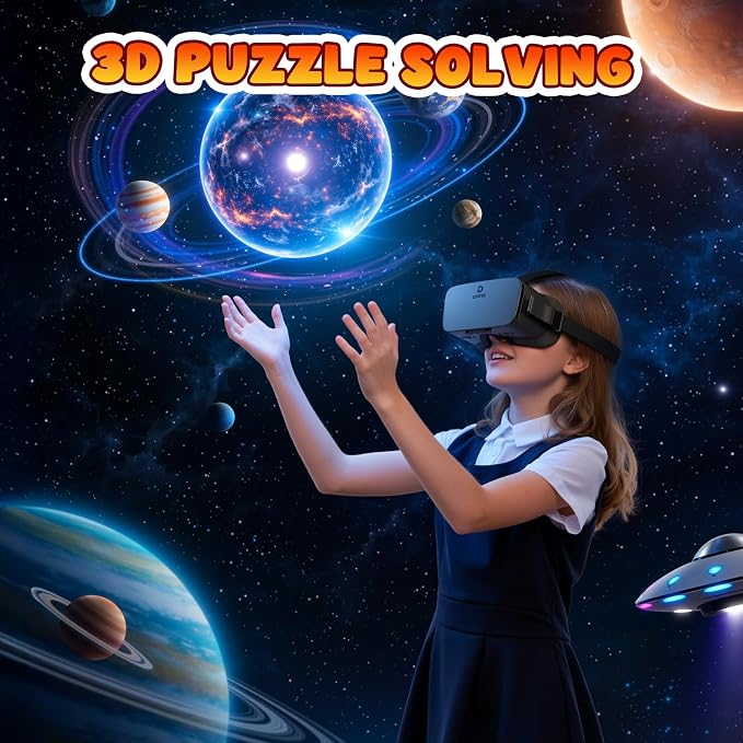 DESTEK V5 VR Headset for Kids & Phone (5.5-7.0in Screen) w/Controller & 128 Premium VR Apps, Touch Button for YouTube VR Movie,110° FOV Anti-Blue Light HD Lenses for iPhone & Samsung
