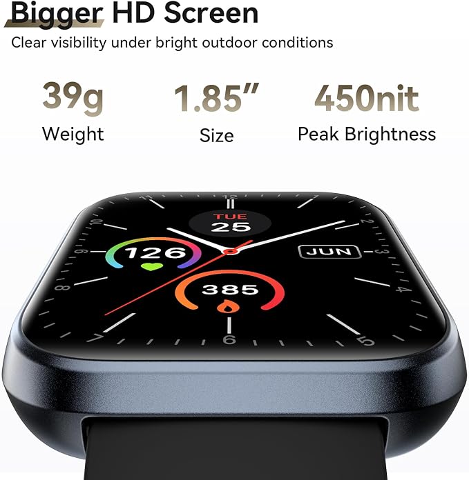 Smart Watches for Men (Android/iPhones), 120+ Sport Modes Fitness Tracker Watch with SpO2/Heart Rate Monitor, Steps/Sleep Tracker, 1.85" HD Smart Watch with Bluetooth Calls/Messages, 3ATM waterproof