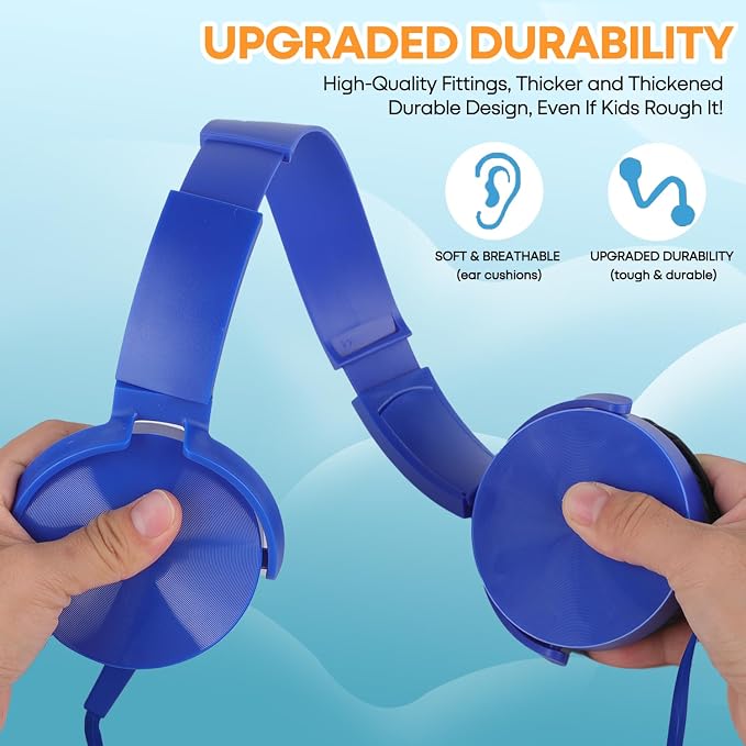 Bulk Headphones 12 Pack for School Classroom Kids K-12, Wholesale Wired Durable Computer Earphones Class Set for Students Children Toddler Teens Boys Girls and Adult (HY450, 12 Mixed)