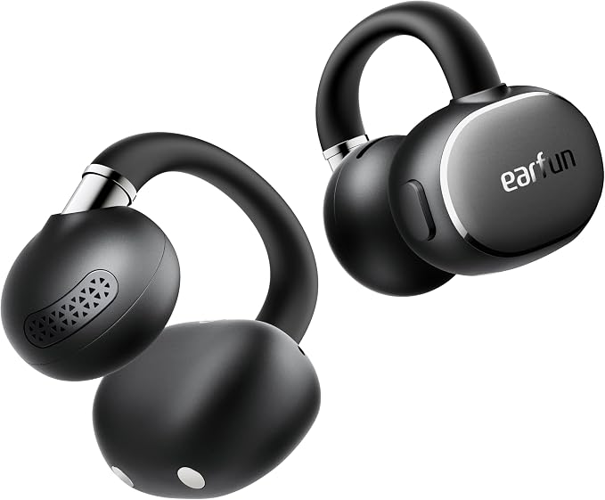 EarFun Clip 2 Open Ear Earbuds, Clip On Headphones, LDAC, Hi-Res Audio, 12mm Titanium Driver, 4 Mics AI Clear Call, AI Translation Earbuds, Secure Fit, 40H Playtime, Bluetooth 6.0 for Running, Workout