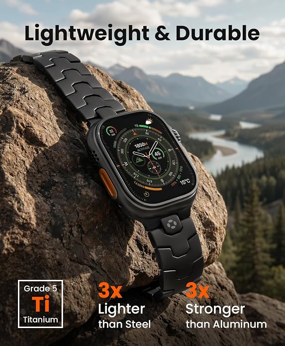 AGIS02 Titanium Band for Apple Watch Ultra 3/2/1 Band 49mm & Series 11/10 46mm, Grade 5 Titanium Ultra Watch Band for Men with DLC Coating, Durable and Lightweight iWatch Metal Strap