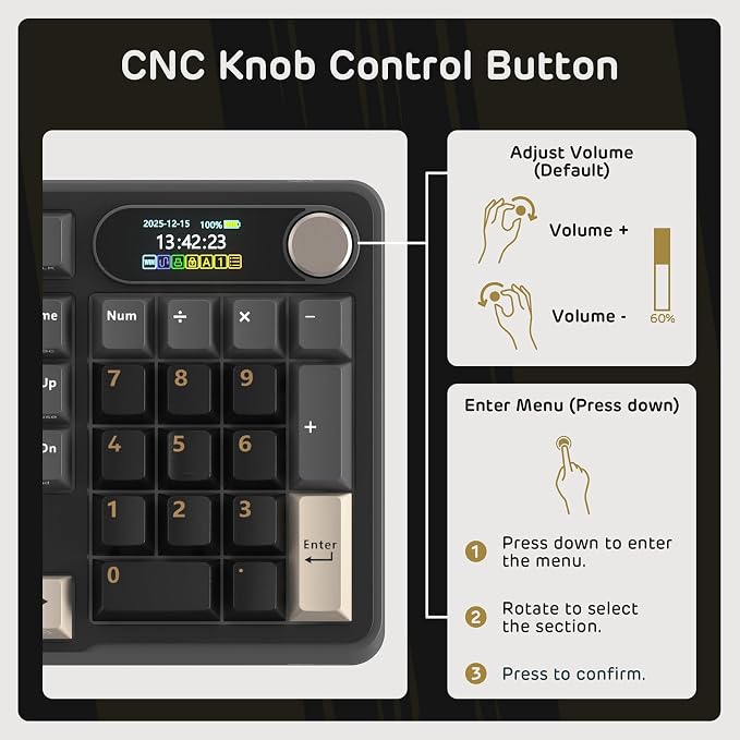 RK ROYAL KLUDGE S98 Mechanical Keyboard w/Smart Display & Knob, 96% RGB Wireless Gaming Keyboard BT/2.4G/USB-C, Hot Swappable Custom Keyboards, Software Support, Silent Computer Gaming Keyboard