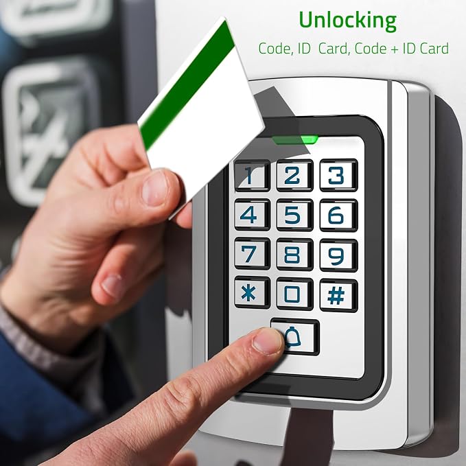 Universal Wired Access Control Keypad, 12V DC Metal Door Keypad, PIN Code & ID Card Key pad, IP68 Waterproof, 2000 Users, for Garage Door, Gate Opener, Magnetic Lock and Access Control Systems