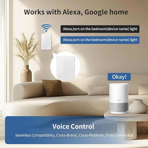 Smart Matter Light Switch, ZINDRA 2.4G WiFi Touch Wall Switch (Neutral Wire Required), Single-Pole Smart Switch Works with Apple Home, Alexa, Google Home & SmartThings, Tempered Glass Panel, White